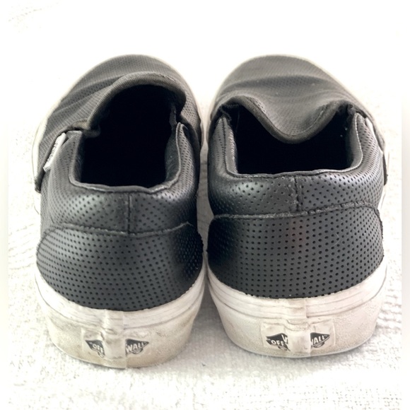 Vans Slip On Black Faux/Leather W8.5 M7 UK6 EU39 - Picture 4 of 9